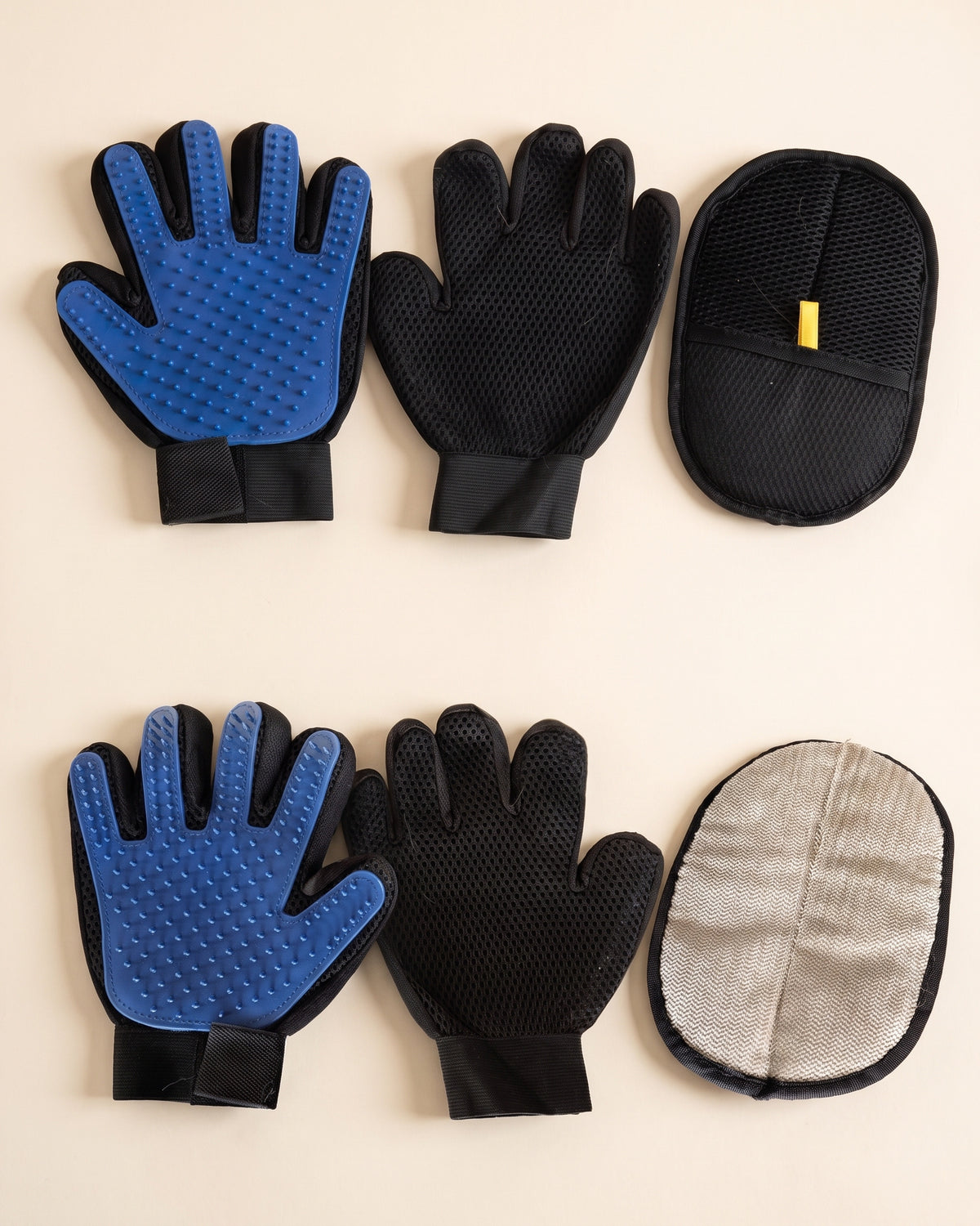 Two PawGroom 2-Step Shedding Kits — four grooming gloves and two furniture mitts